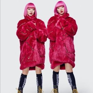 Moschino x H&M pink fur coat in size XS